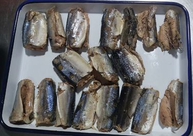 poissons de maquereau bidon par 155g en fruits de mer en boîte par saumure dans l'eau