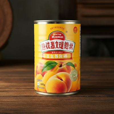 Grade A en conserve Pêches jaunes Fruits en sirop léger 1800g de poids drainé