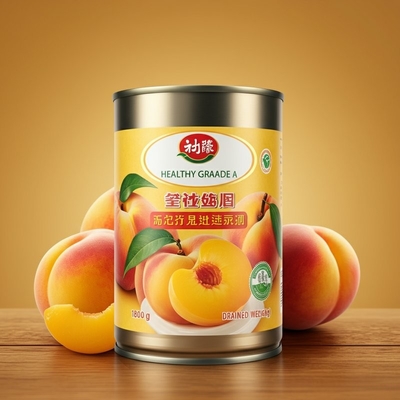 Grade A en conserve Pêches jaunes Fruits en sirop léger 1800g de poids drainé