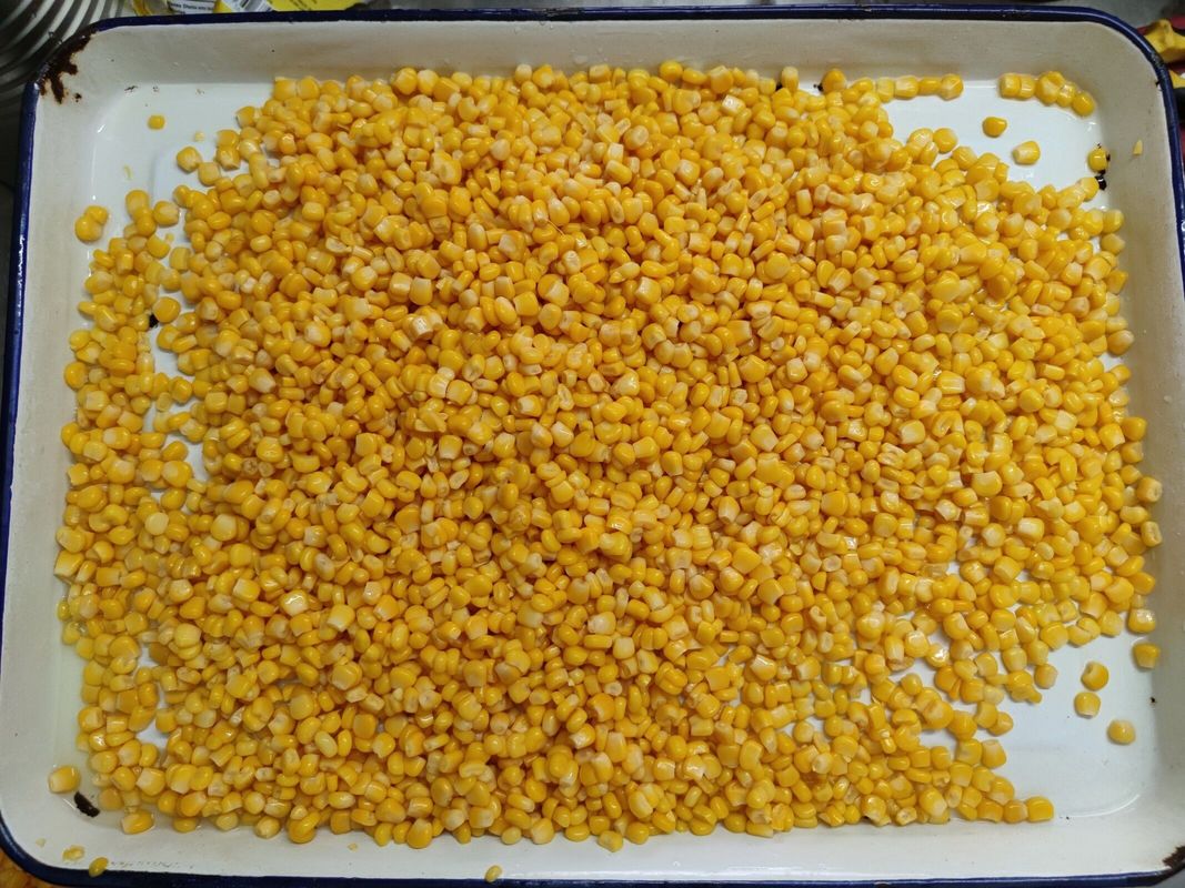 Le noyau entier mou a mis en boîte le maïs jaune stocké dans l'endroit frais et sec